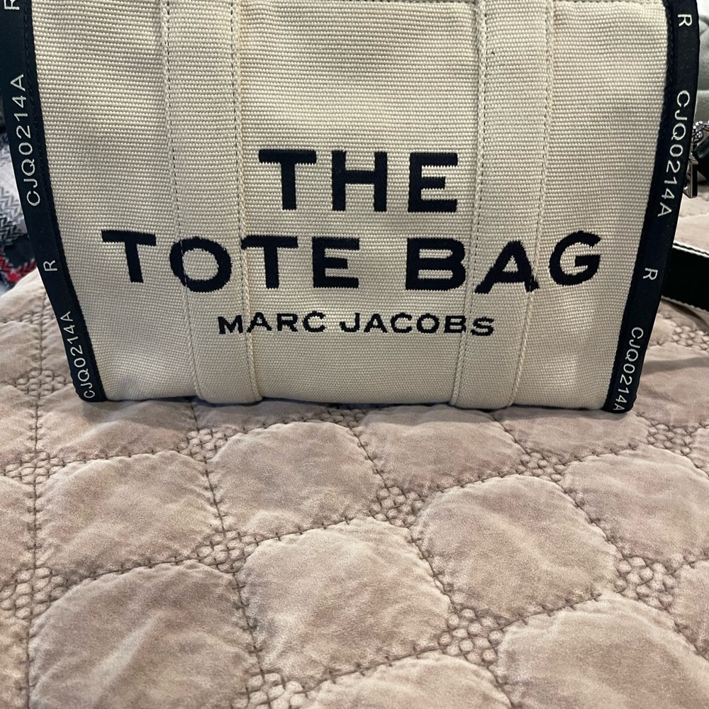 Marc Jacobs Canvas 'The Tote Bag' in Cream with Black Trim